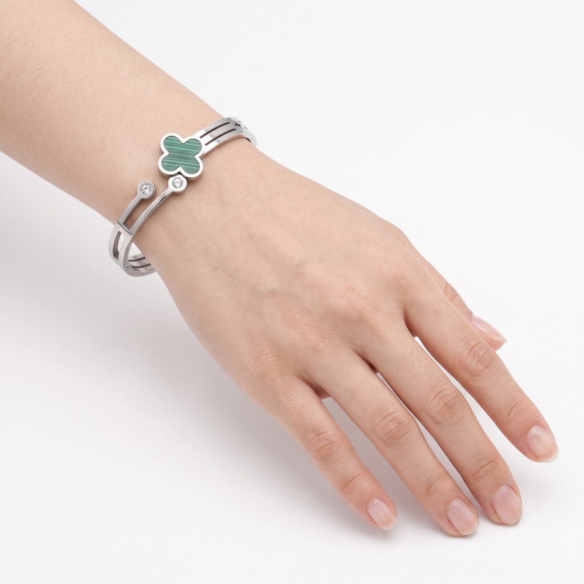 Emerld Clover Cuff Bracelet