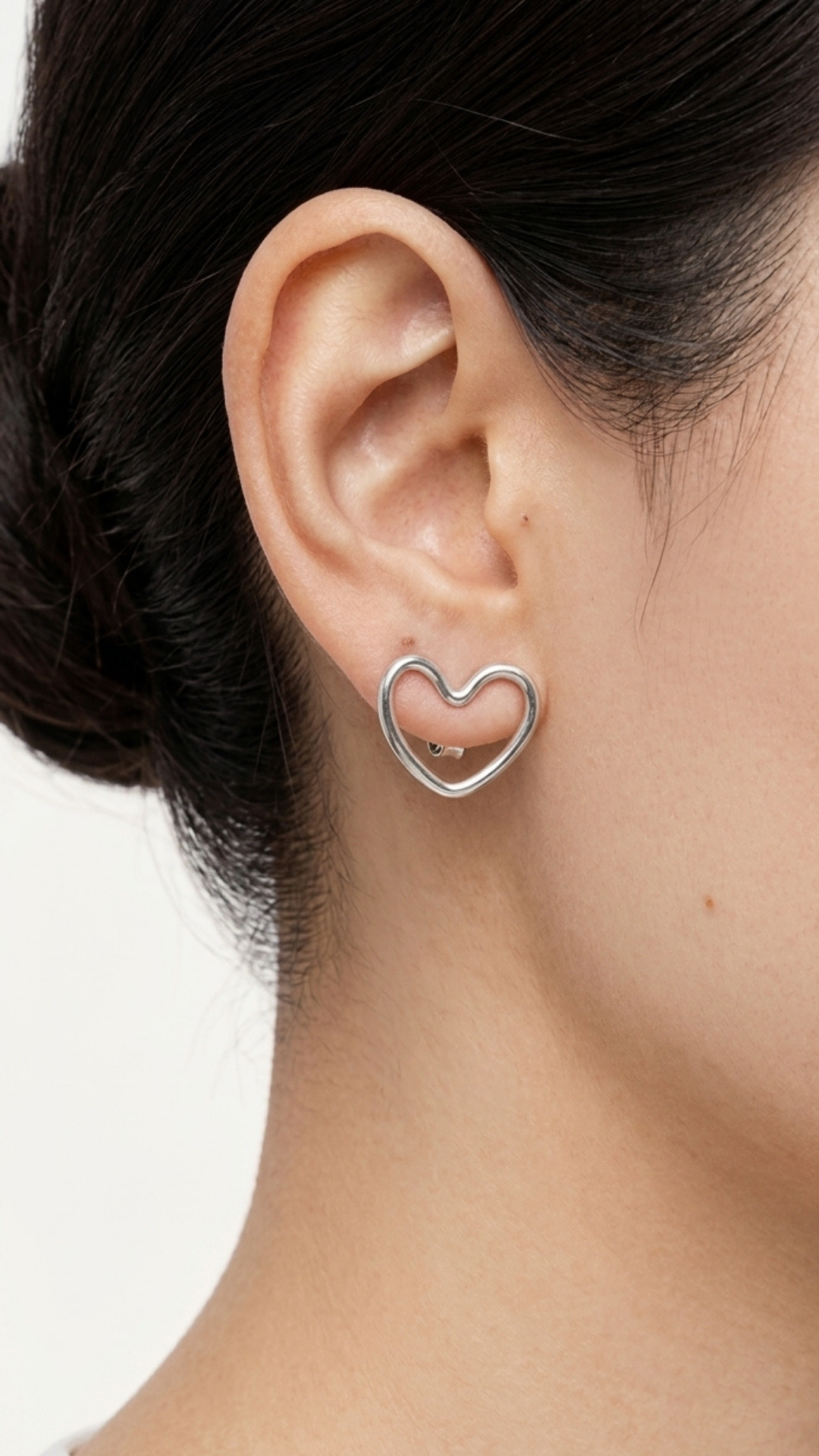 Silver Heart Studs