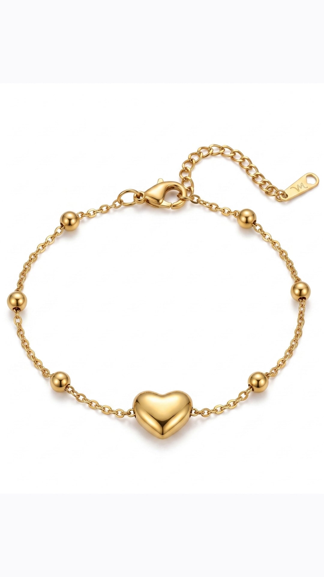 Golden Heart Bead Bracelet
