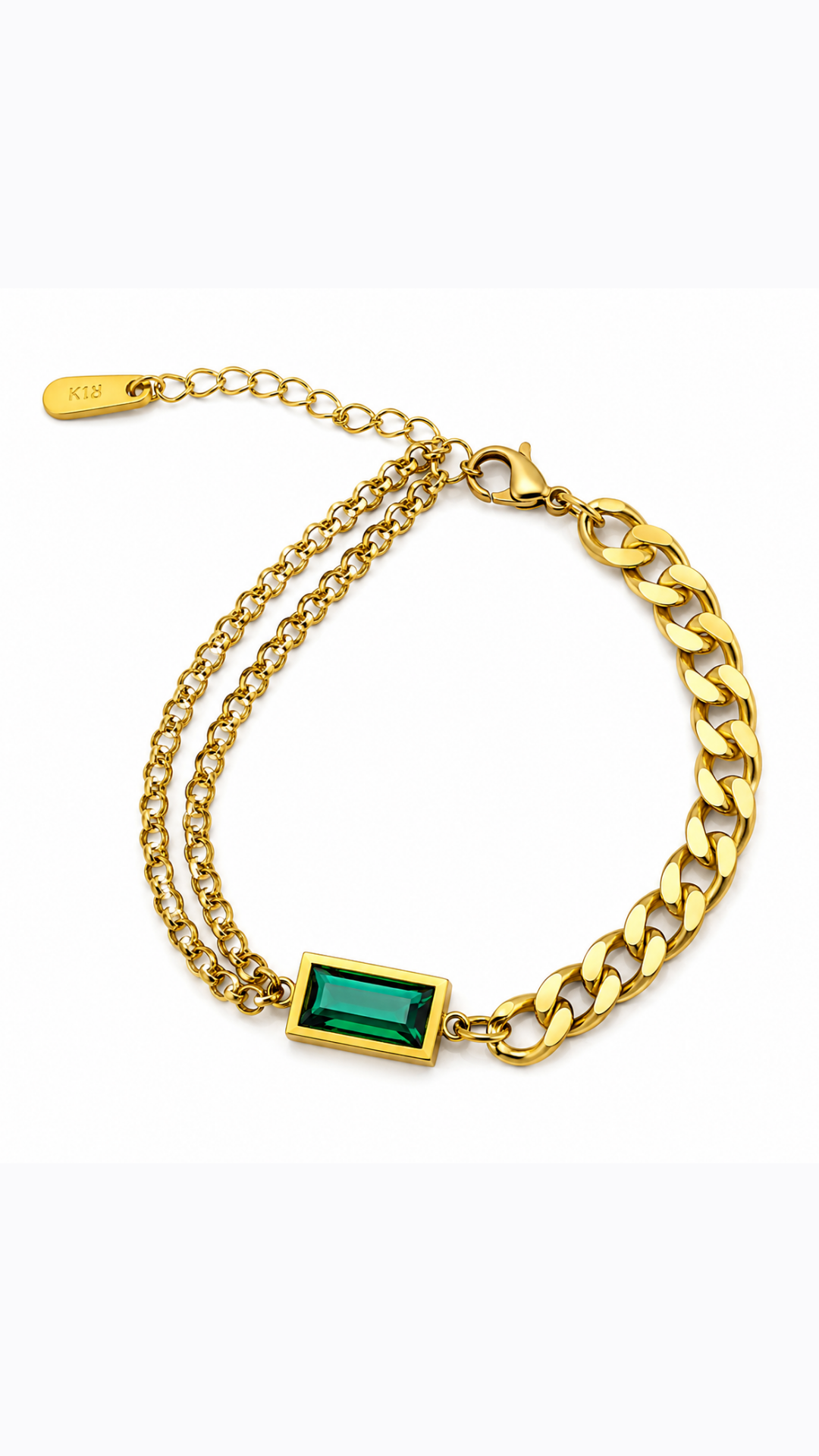 Emerald Link Double Chain Bracelet