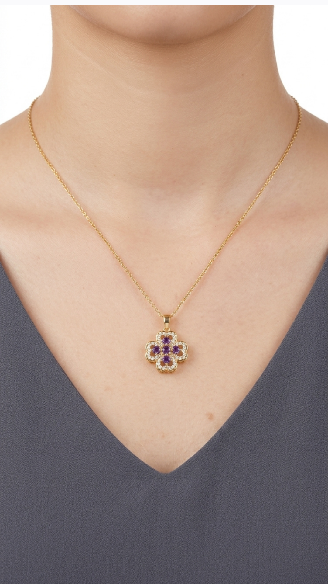 Amethyst Clover Fidget Pendant