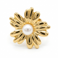 Golden Daisy Pearl Ring