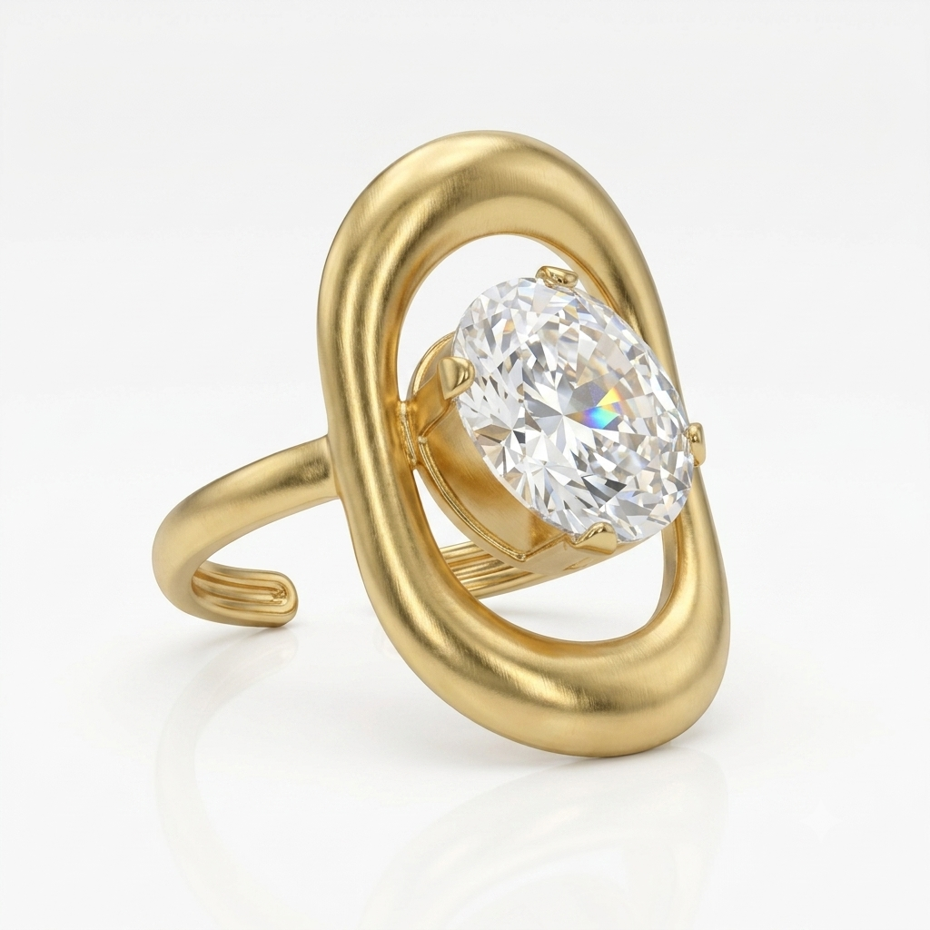 Oval Crystal Ring