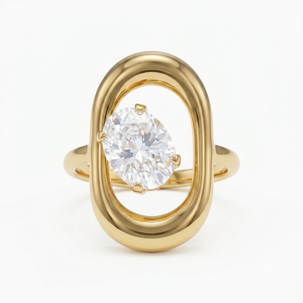 Oval Crystal Ring